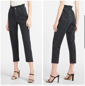 Express Super High Waisted Black Paperbag Mom Jeans Size 2